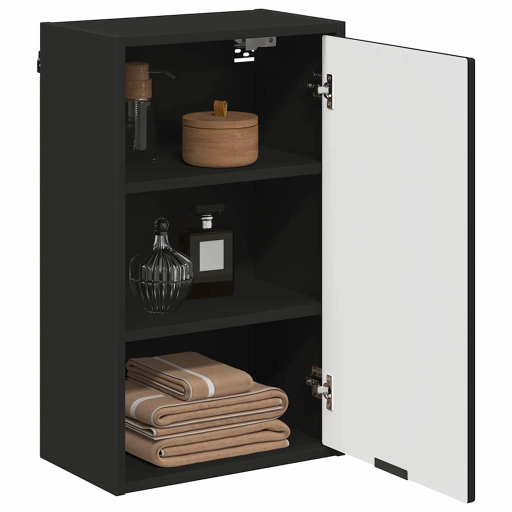 vidaXL Bathroom Cabinet Wall-mounted with Door Black 39 x 23.5 x 65 cm 3