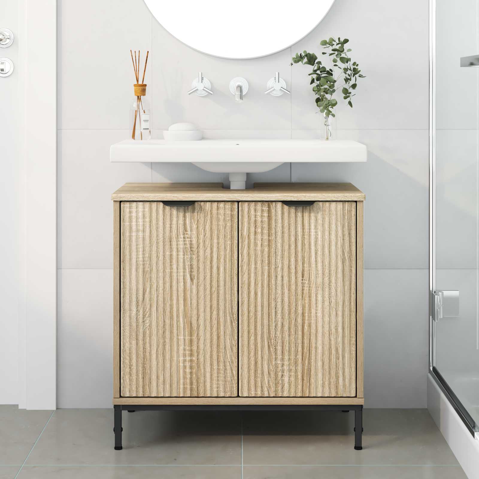 vidaXL Bathroom Sink Cabinet Sonoma Oak 60.5 x 33.5 x 61 cm 4