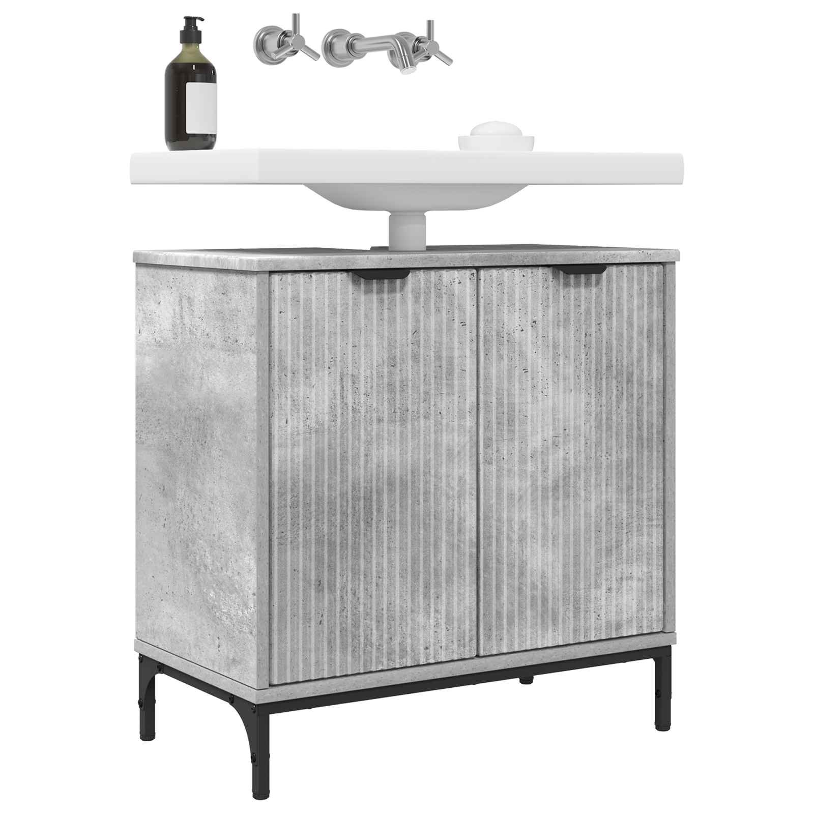 vidaXL Bathroom Sink Cabinet Concrete Grey 60.5 x 33.5 x 61 cm 3