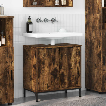 vidaXL Bathroom Sink Cabinet Smoked Oak 60.5 x 33.5 x 61 cm 1