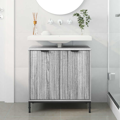 vidaXL Bathroom Sink Cabinet Grey Sonoma 60.5 x 33.5 x 61 cm 4