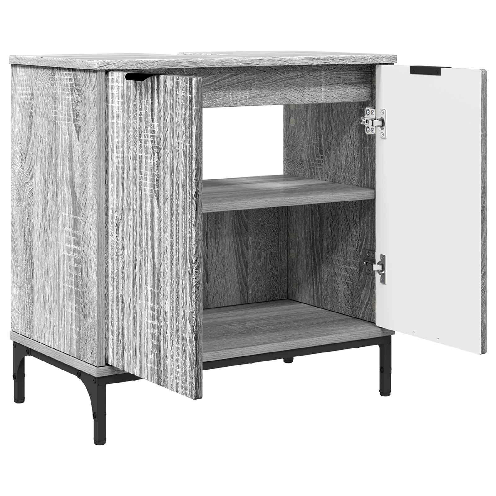 vidaXL Bathroom Sink Cabinet Grey Sonoma 60.5 x 33.5 x 61 cm 5