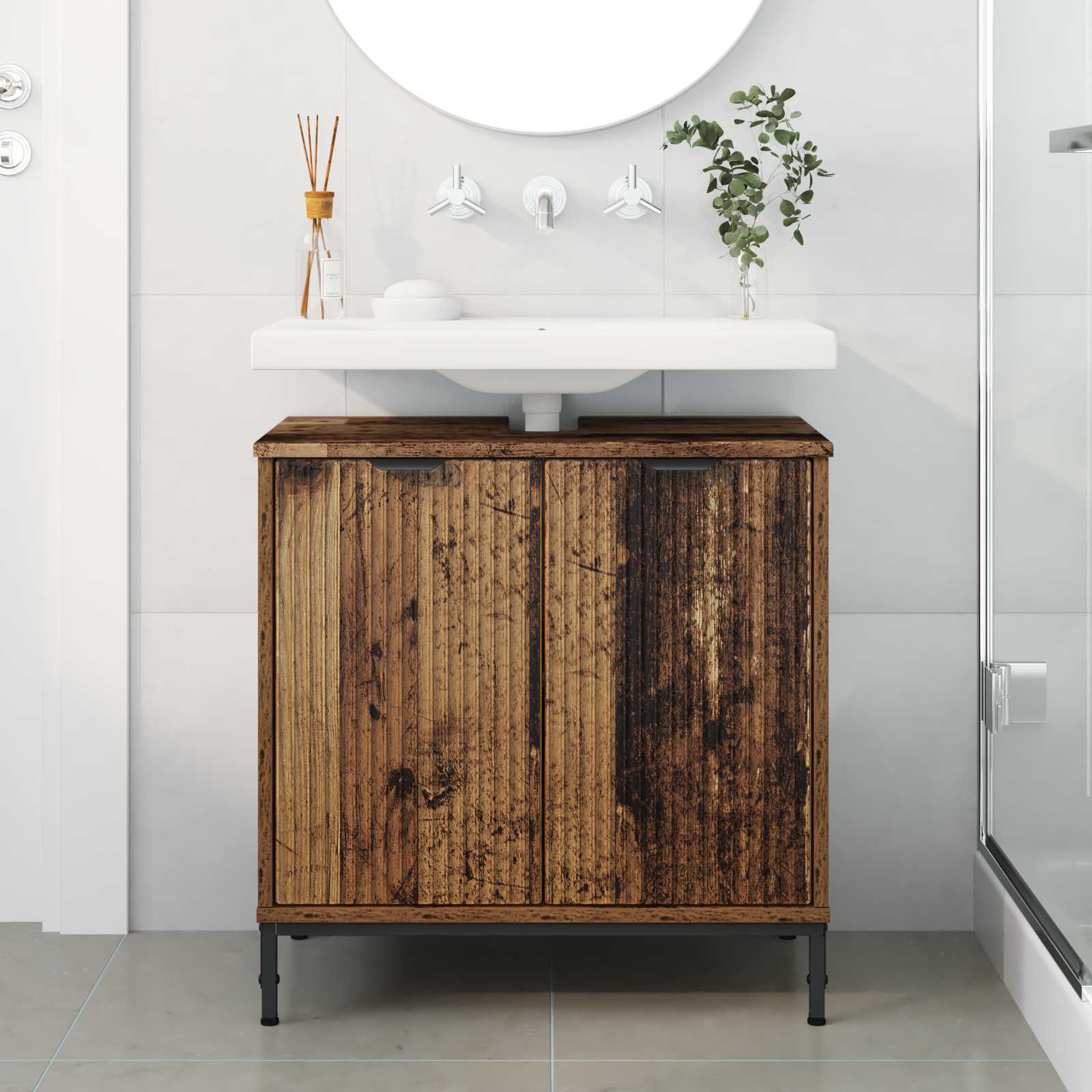 vidaXL Bathroom Sink Cabinet Old Wood 60.5 x 33.5 x 61 cm 4