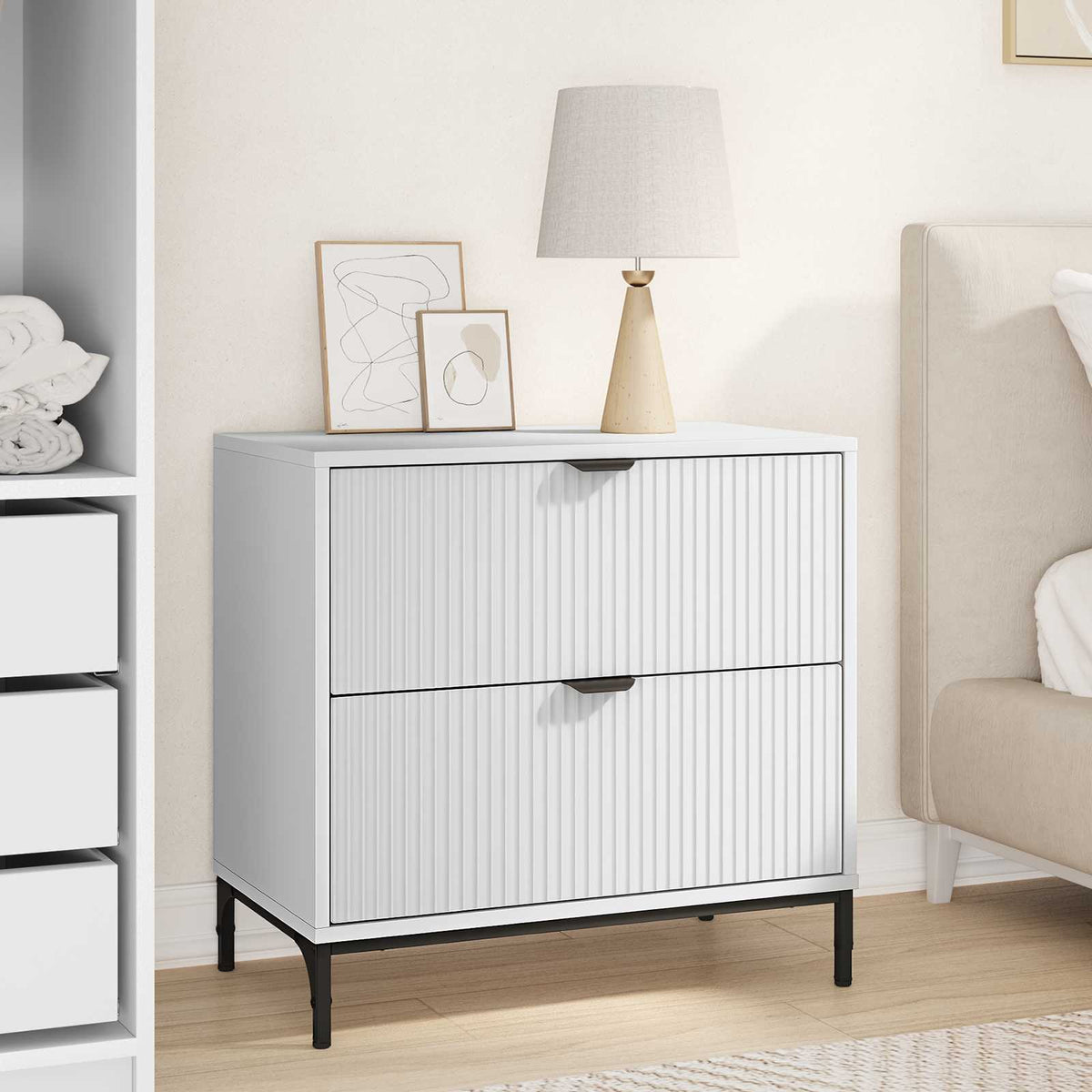 Bedside Table 63.5 x 36 x 61 cm Engineered wood White
