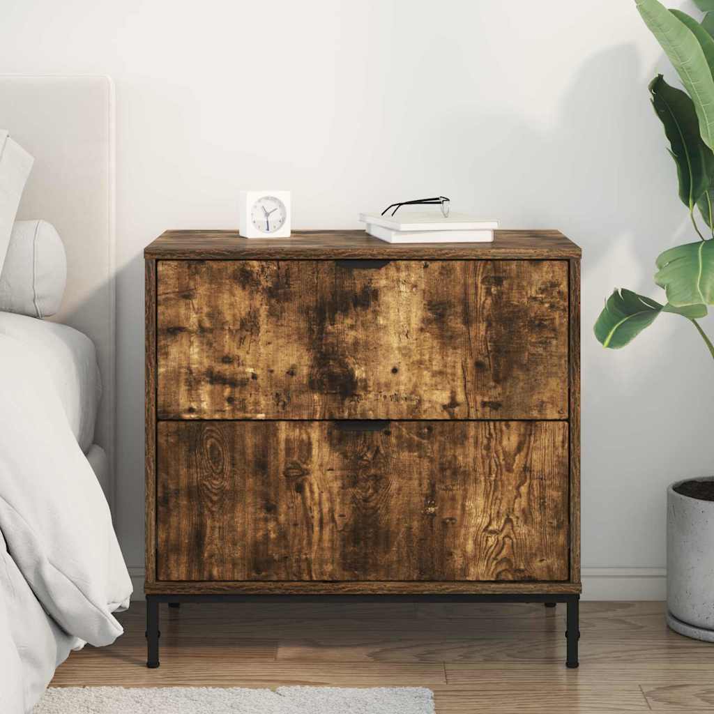 vidaXL Bedside Table Smoked oak 63.5 x 36 x 61 cm Engineered wood 4