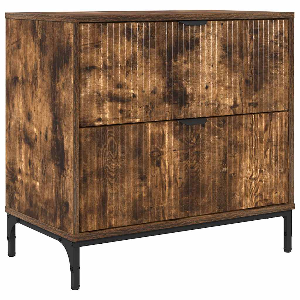 vidaXL Bedside Table Smoked oak 63.5 x 36 x 61 cm Engineered wood 2