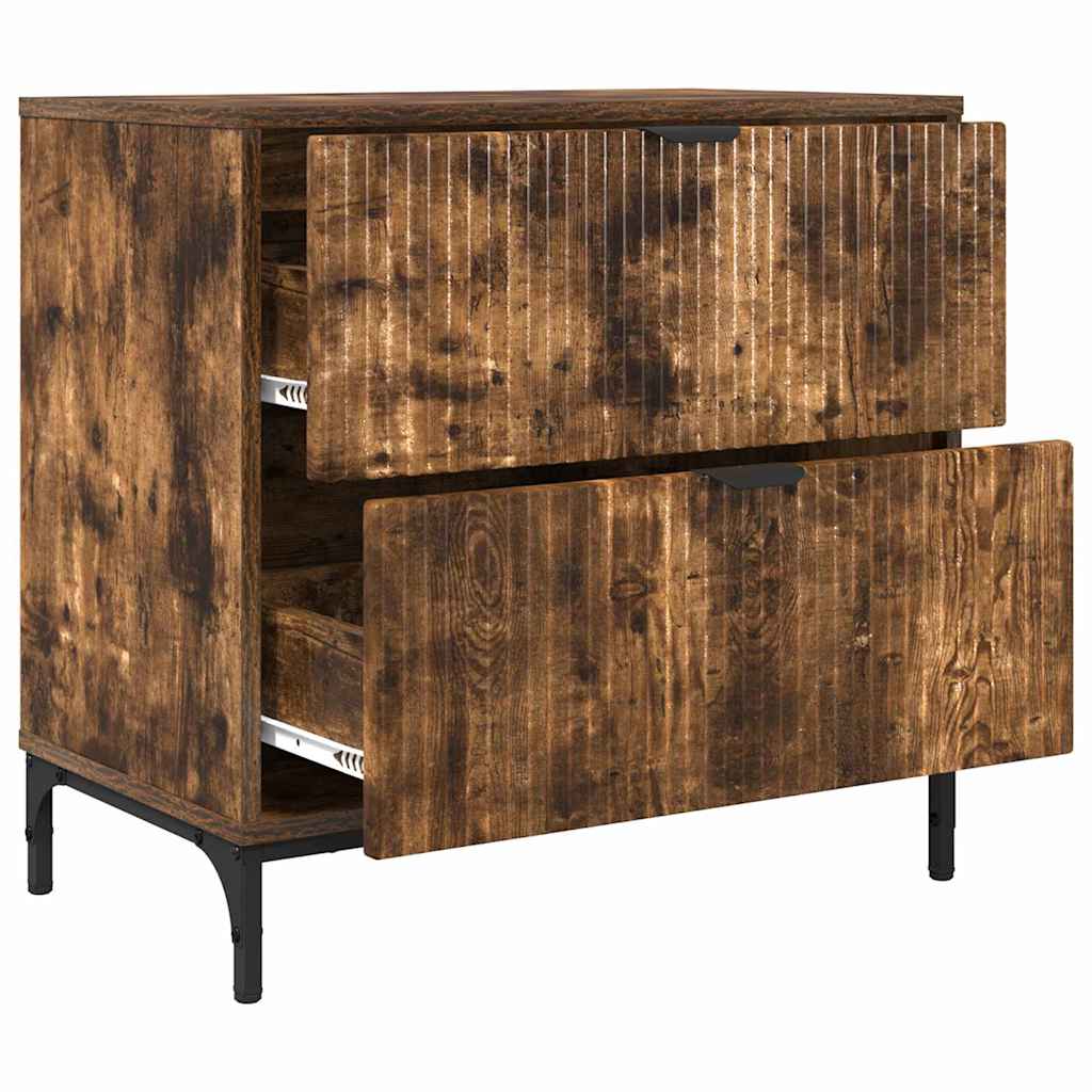 vidaXL Bedside Table Smoked oak 63.5 x 36 x 61 cm Engineered wood 5