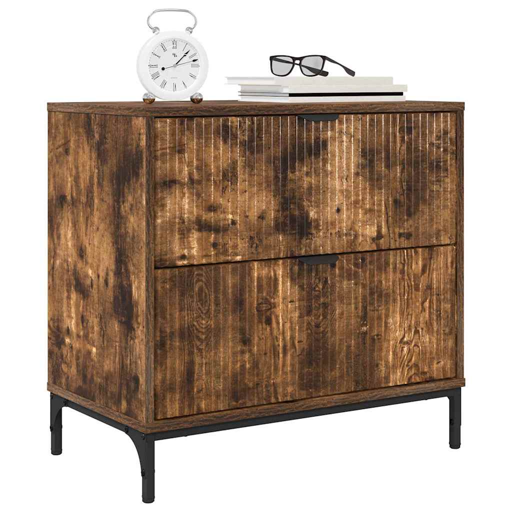 vidaXL Bedside Table Smoked oak 63.5 x 36 x 61 cm Engineered wood 3