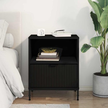 vidaXL Bedside Cabinet Black 49 x 36 x 61 cm Engineered wood 4