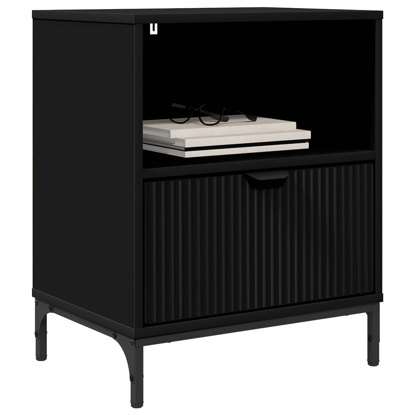 vidaXL Bedside Cabinet Black 49 x 36 x 61 cm Engineered wood 3