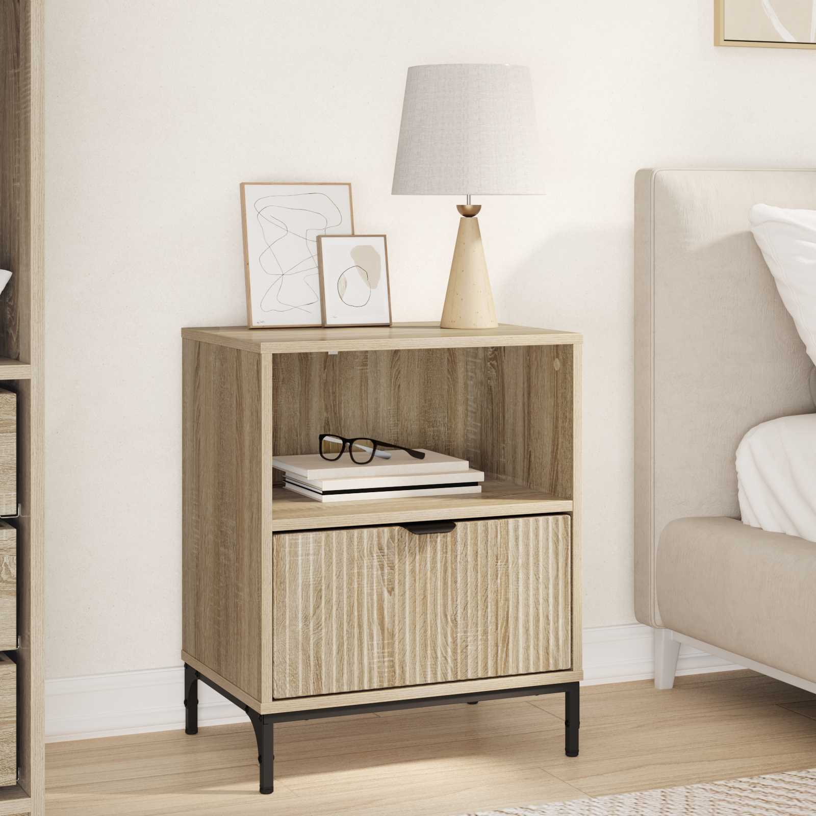 vidaXL Bedside Cabinet Sonoma oak 49 x 36 x 61 cm Engineered wood 1