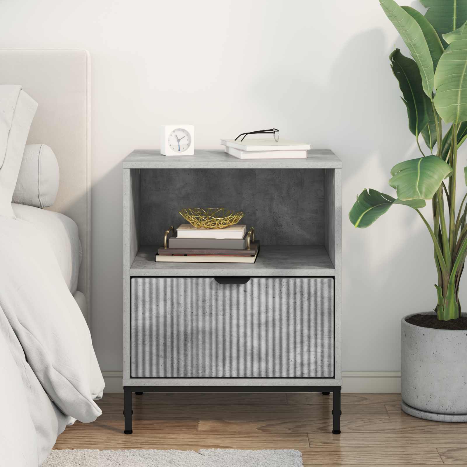 vidaXL Bedside Cabinet Concrete grey 49 x 36 x 61 cm Engineered wood 4