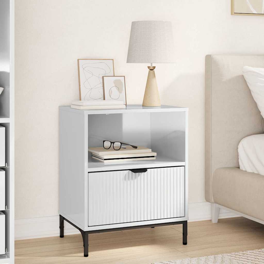 vidaXL Bedside Cabinet High gloss white 49 x 36 x 61 cm 1