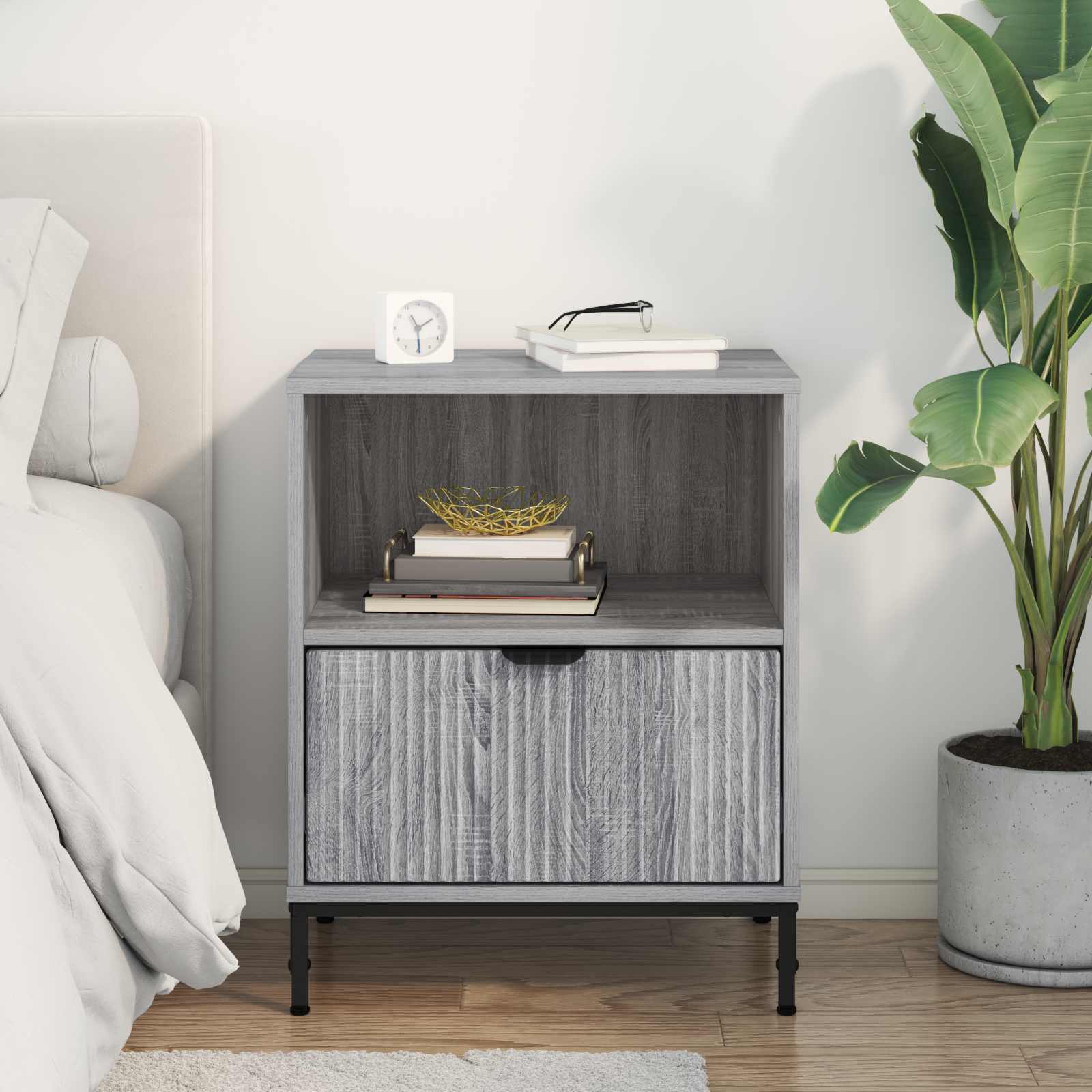 vidaXL Bedside Cabinet Grey sonoma 49 x 36 x 61 cm Engineered wood 4