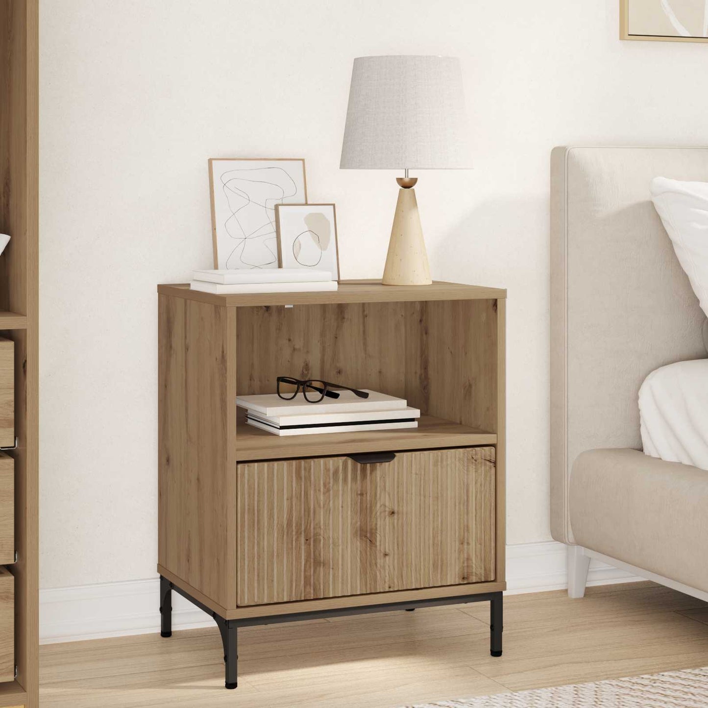 vidaXL Bedside Cabinet Artisan oak 49 x 36 x 61 cm Engineered wood 1