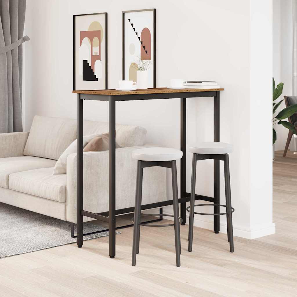 vidaXL Table Old Wood 100 x 40 x 100.5 cm Engineered Wood and Steel 4