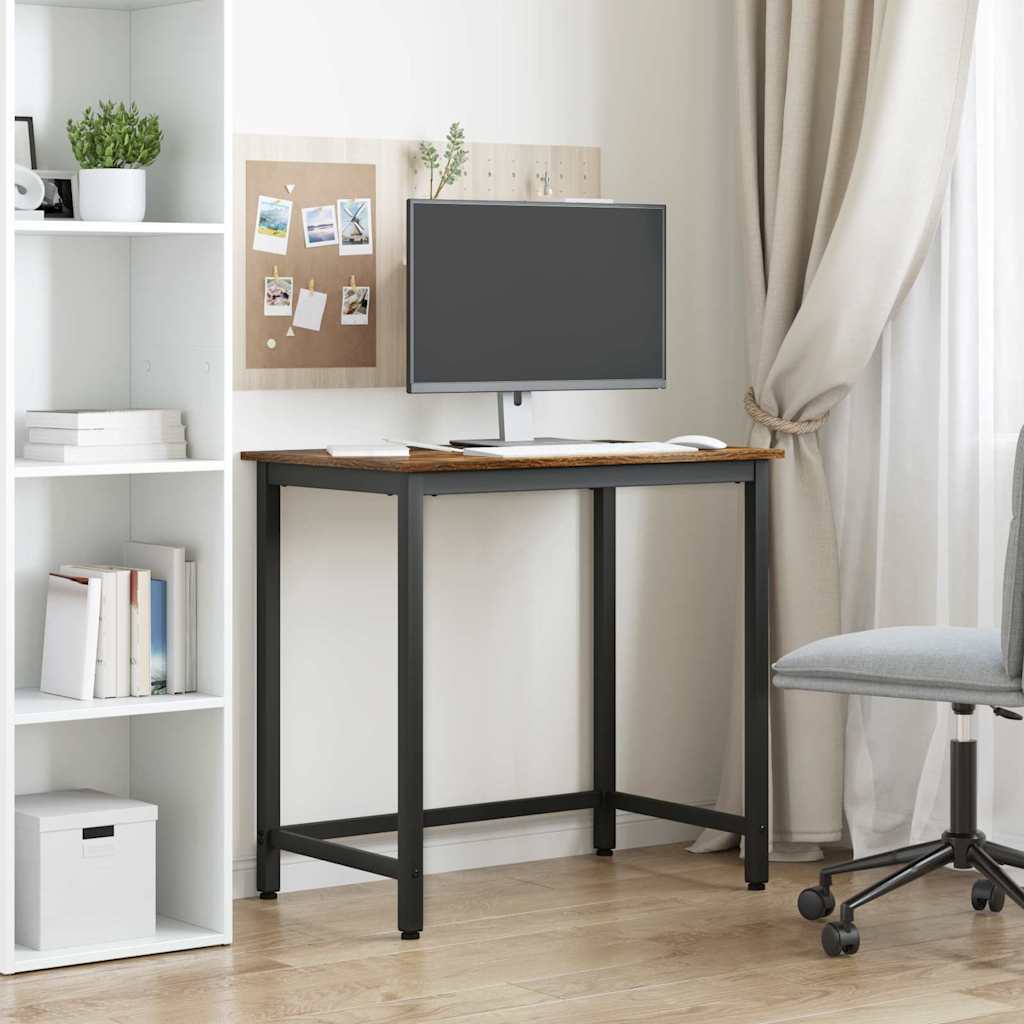 vidaXL Table Smoked Oak 100 x 50 x 76.5 cm Engineered Wood and Steel 4