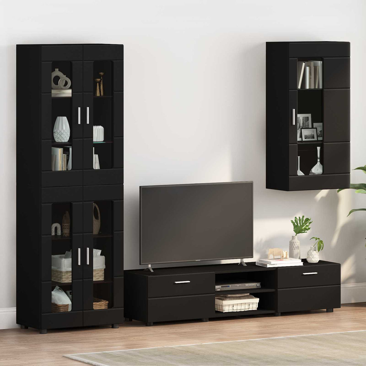 vidaXL TV Cabinet Set FLORIN 3 pcs 150 x 39 x 30 cm Black
