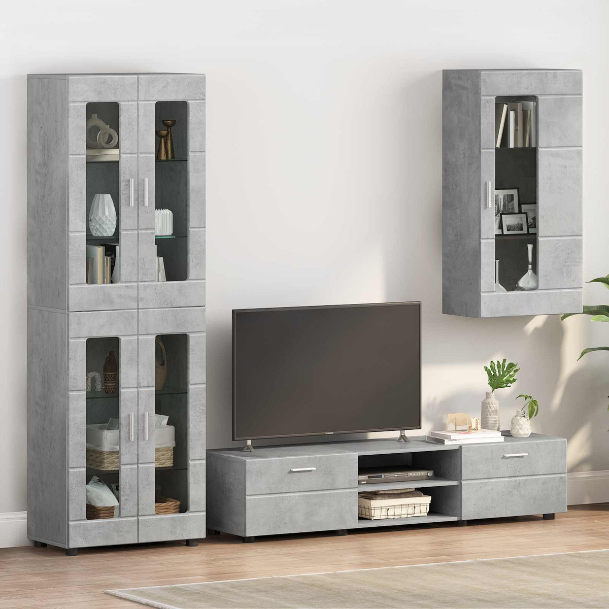 vidaXL TV Cabinet Set FLORIN 3 pcs 150 x 39 x 30 cm Concrete Grey