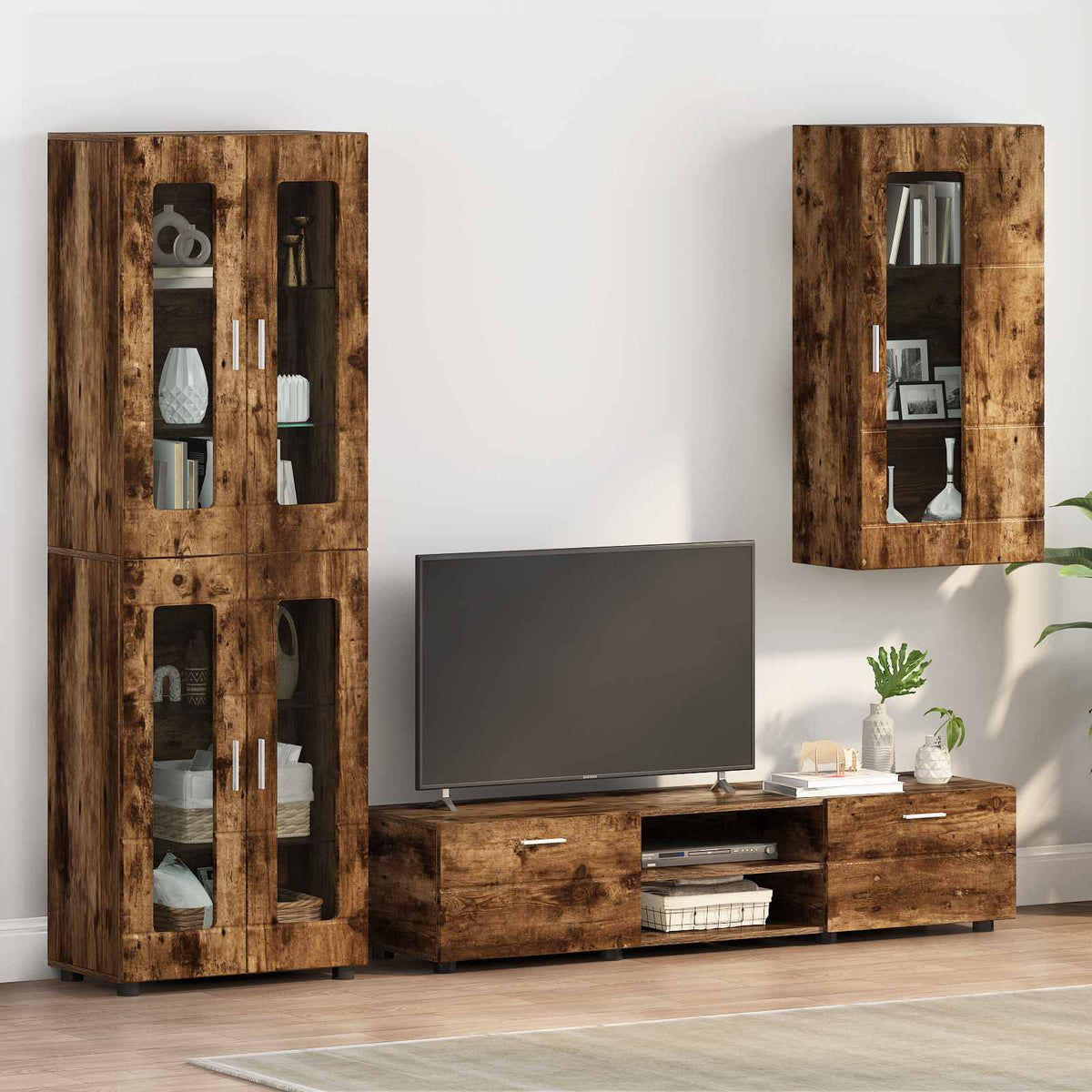 vidaXL TV Cabinet Set FLORIN 3 pcs 150 x 39 x 30 cm Smoked Oak