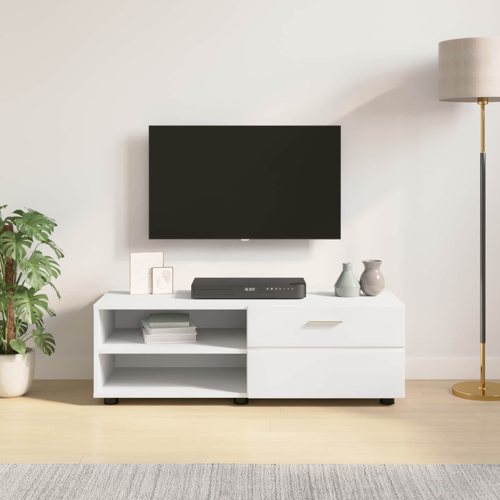 vidaXL Wooden Cabinet 100.5 x 39 x 30 cm White Engineered Wood 4