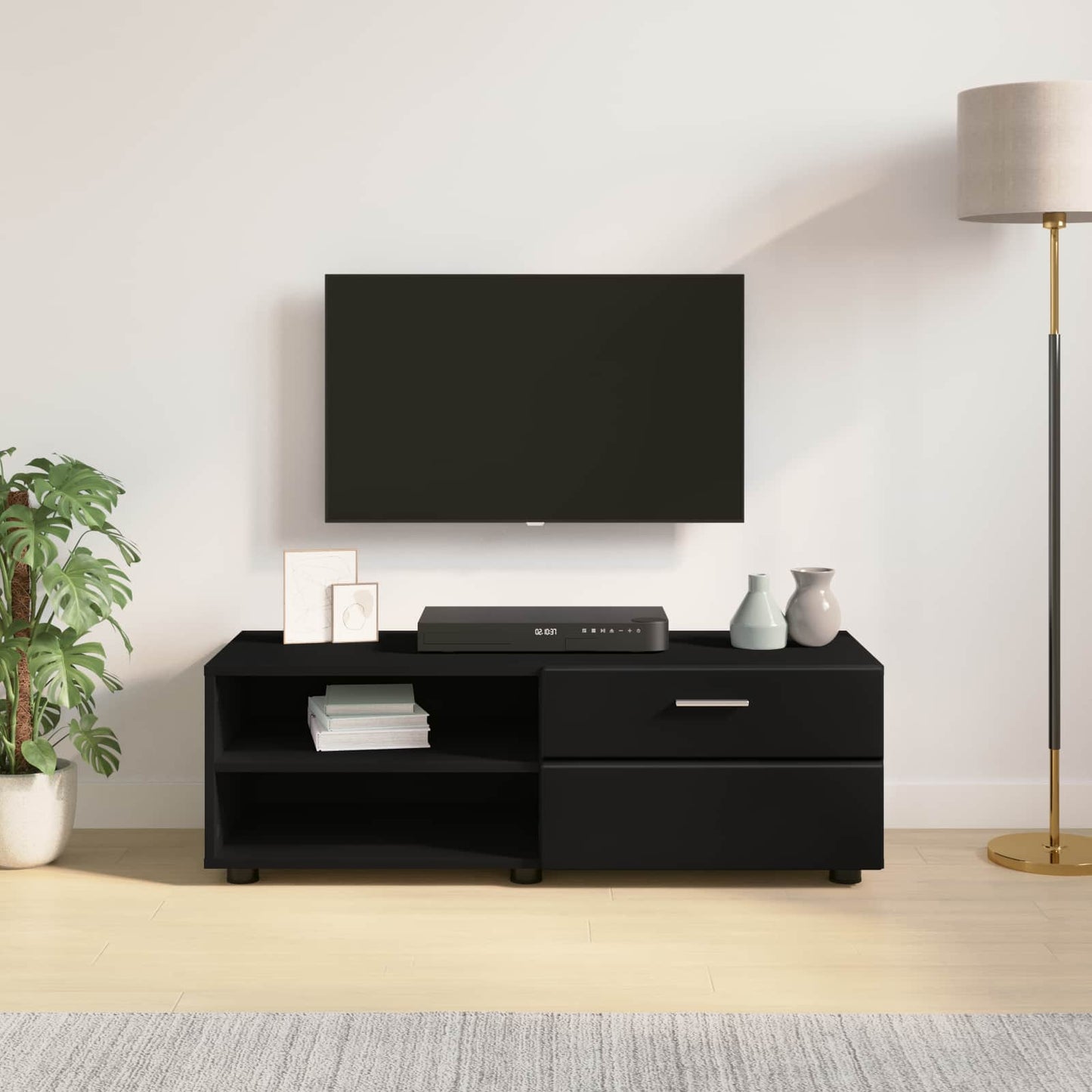 vidaXL Wooden Cabinet 100.5 x 39 x 30 cm Black Engineered Wood 4