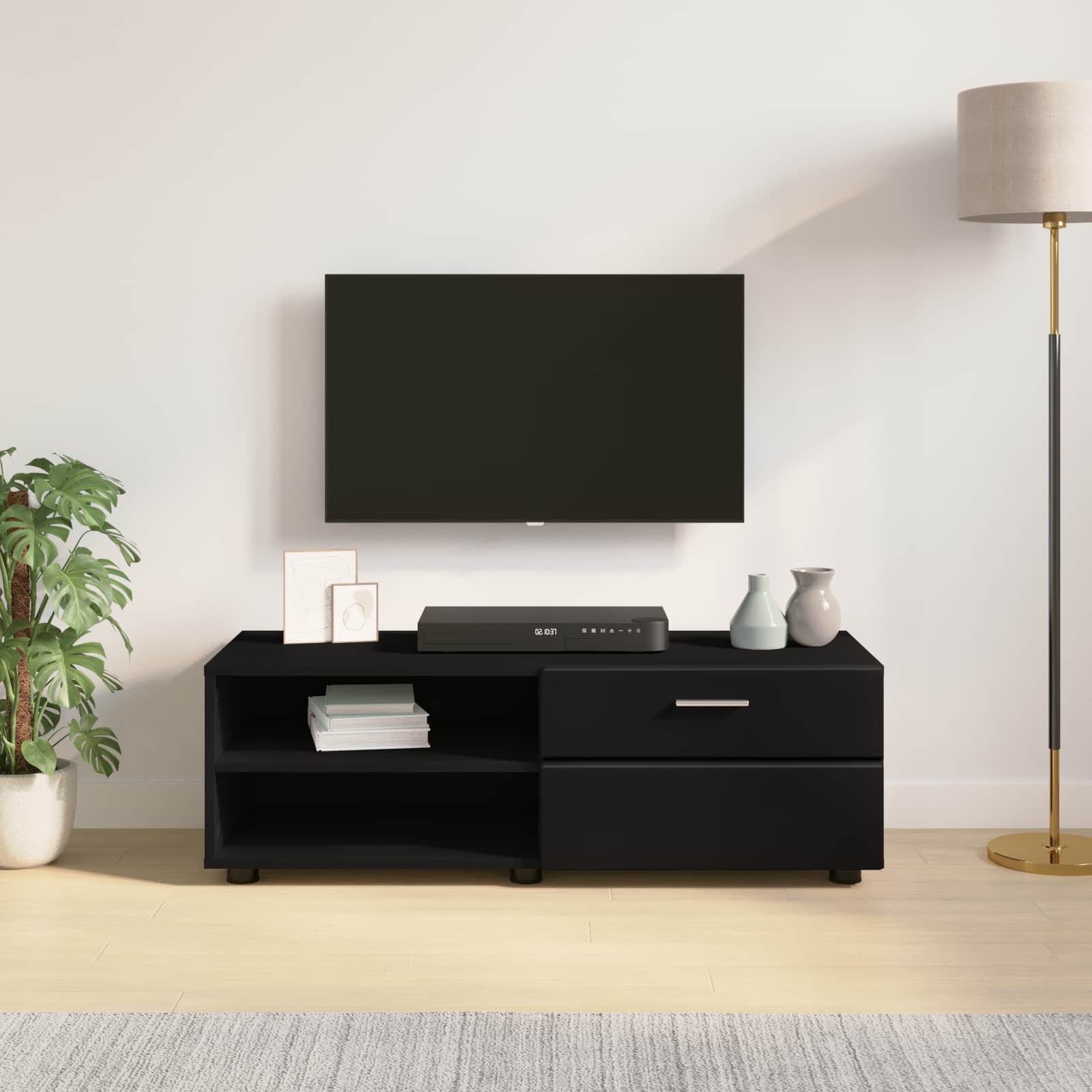 vidaXL Wooden Cabinet 100.5 x 39 x 30 cm Black Engineered Wood 4