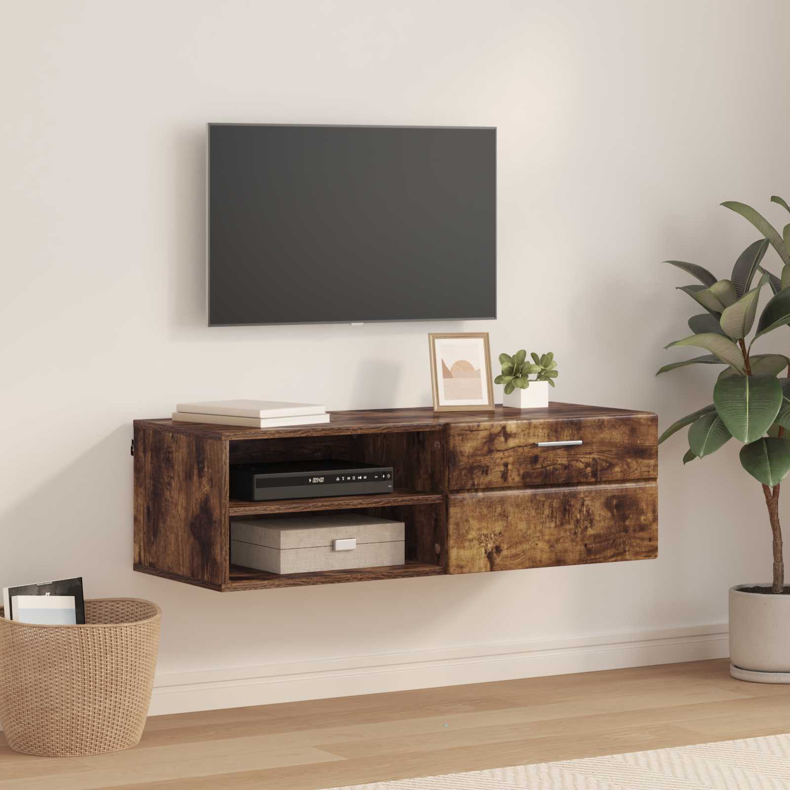 vidaXL Wooden Cabinet 100.5 x 39 x 30 cm Smoked Oak Engineered Wood 1