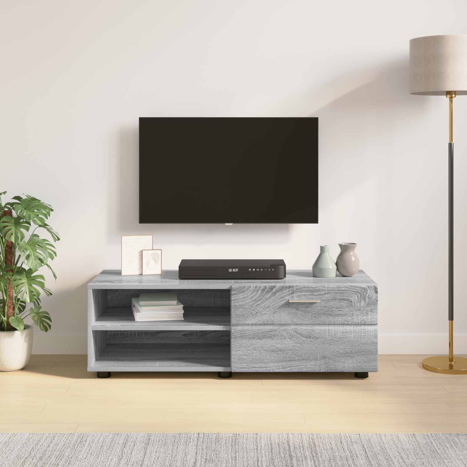vidaXL Wooden Cabinet 100.5 x 39 x 30 cm Grey Sonoma Engineered Wood 4