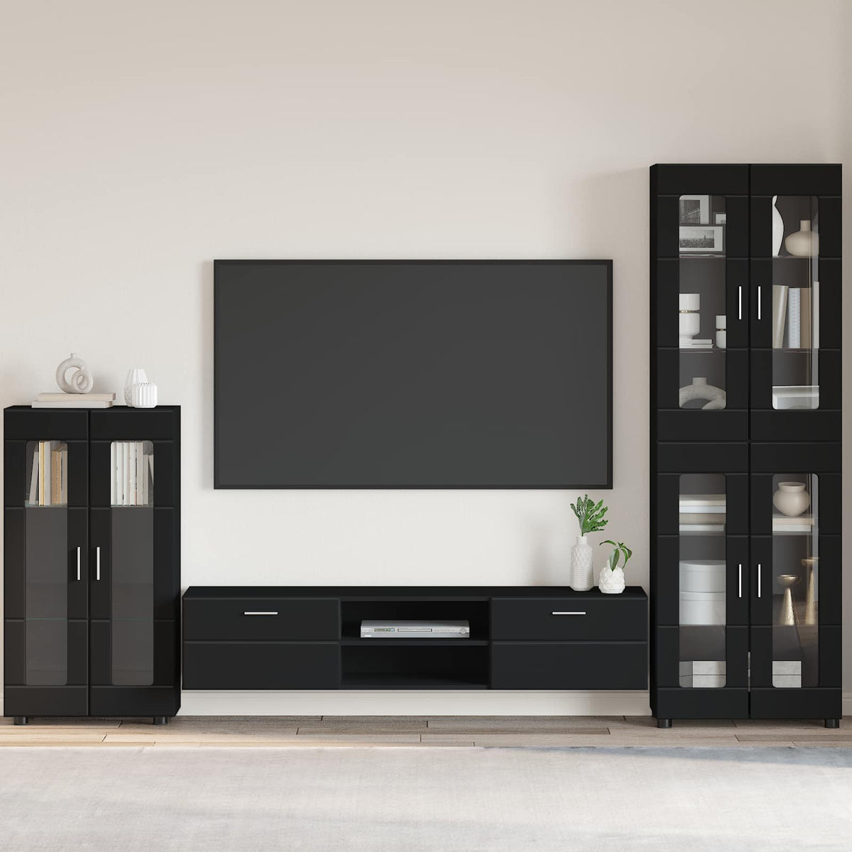 vidaXL TV Cabinet Set FLORIN 3 pcs 150 x 39 x 30 cm Black