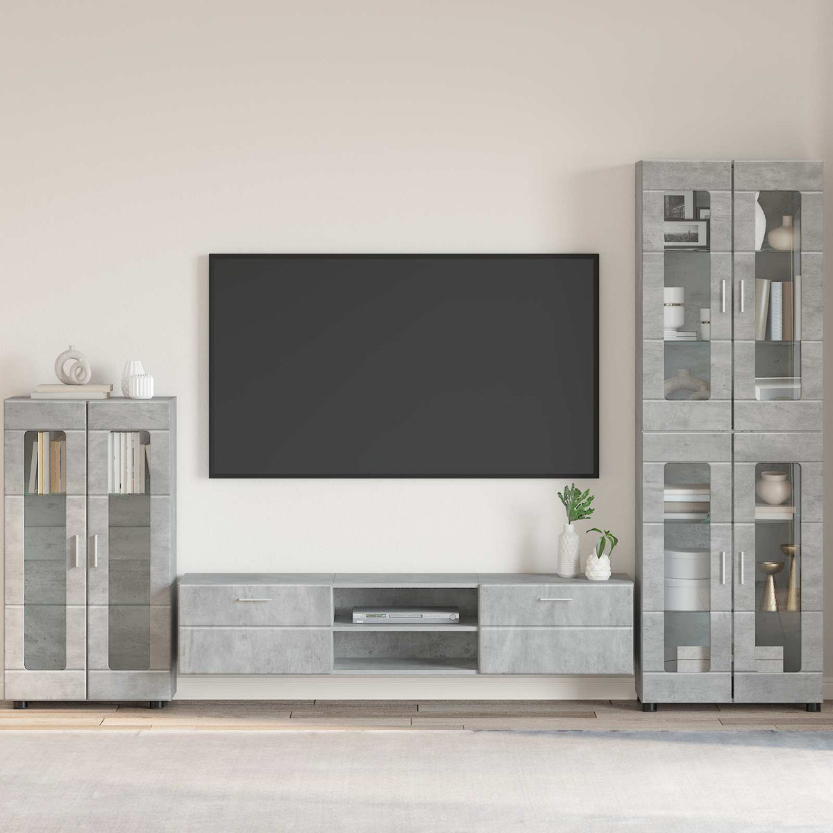 vidaXL TV Cabinet Set FLORIN 3 pcs 150 x 39 x 30 cm Concrete Grey