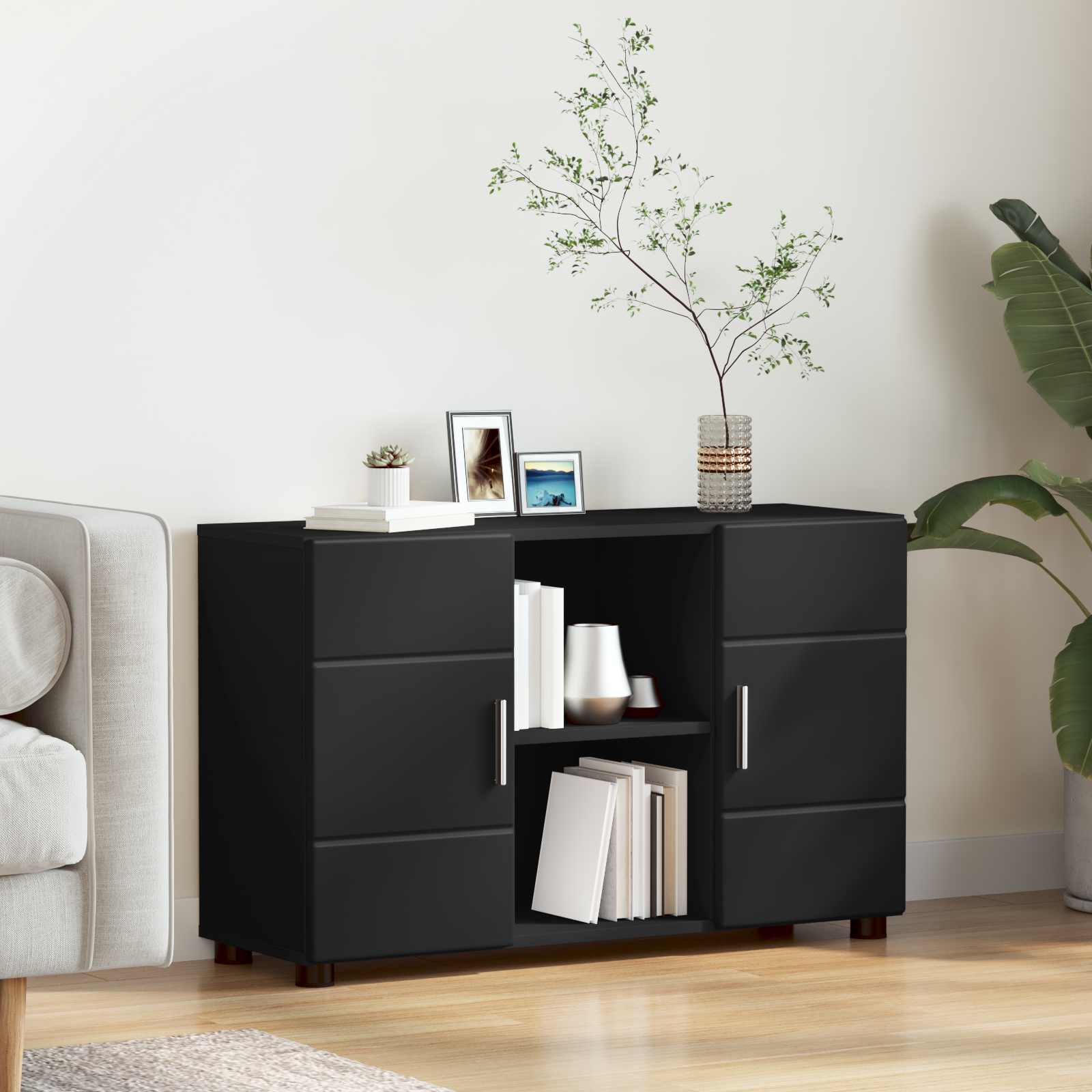 vidaXL Sideboard FLORIN 88.5 x 30.5 x 55.5 cm Black Engineered Wood 1