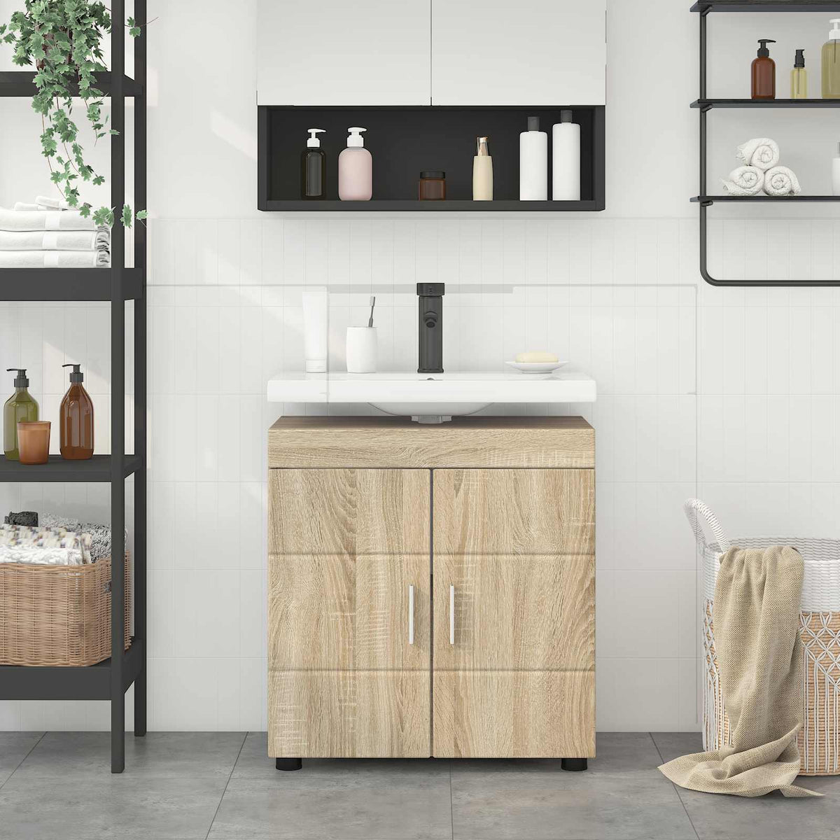 Bathroom Cabinet Set TULUM 60 x 34 x 63 cm Basin cabinet Sonoma oak