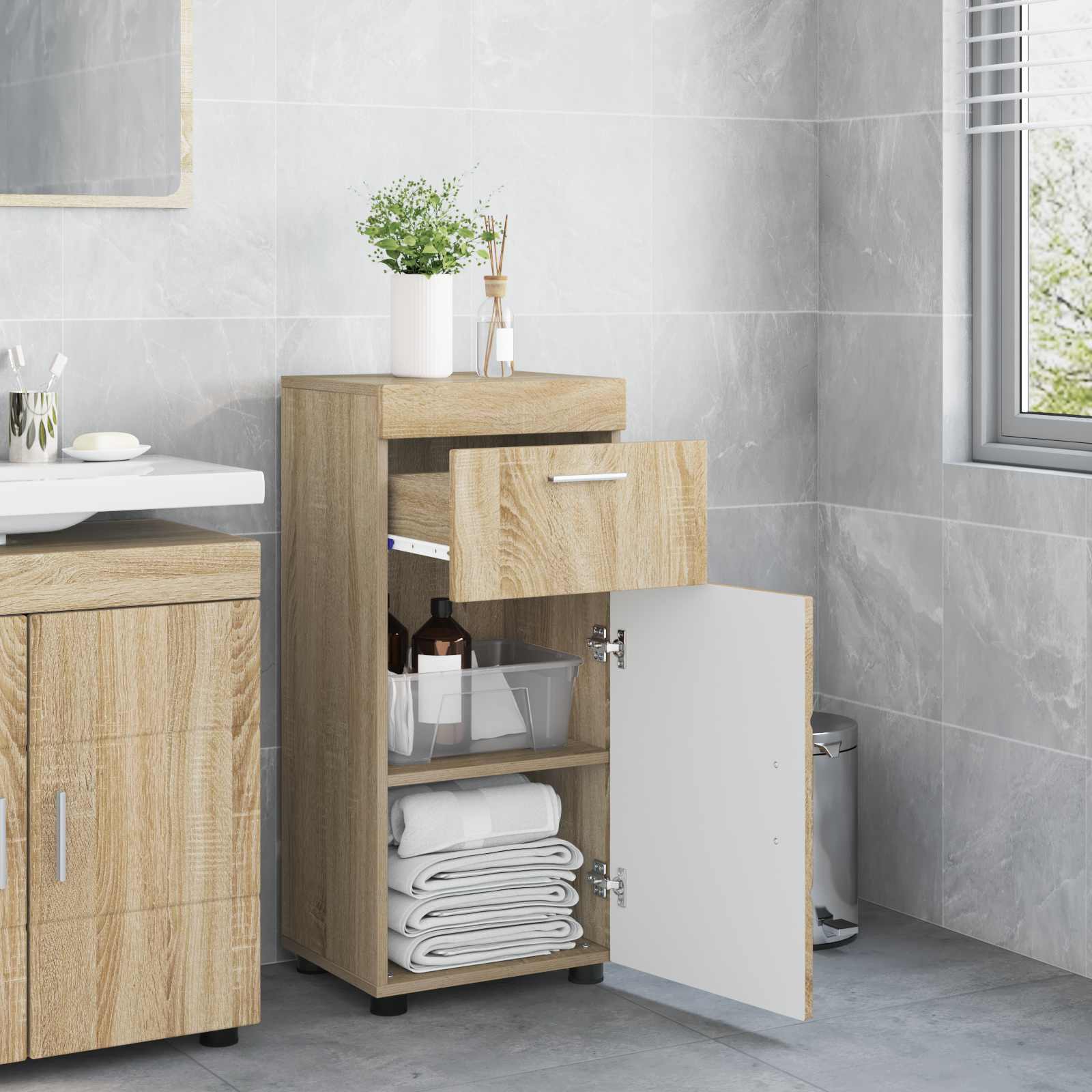 vidaXL Bathroom Cabinet Set TULUM Sonoma Oak 37 x 31.5 x 82 cm 4