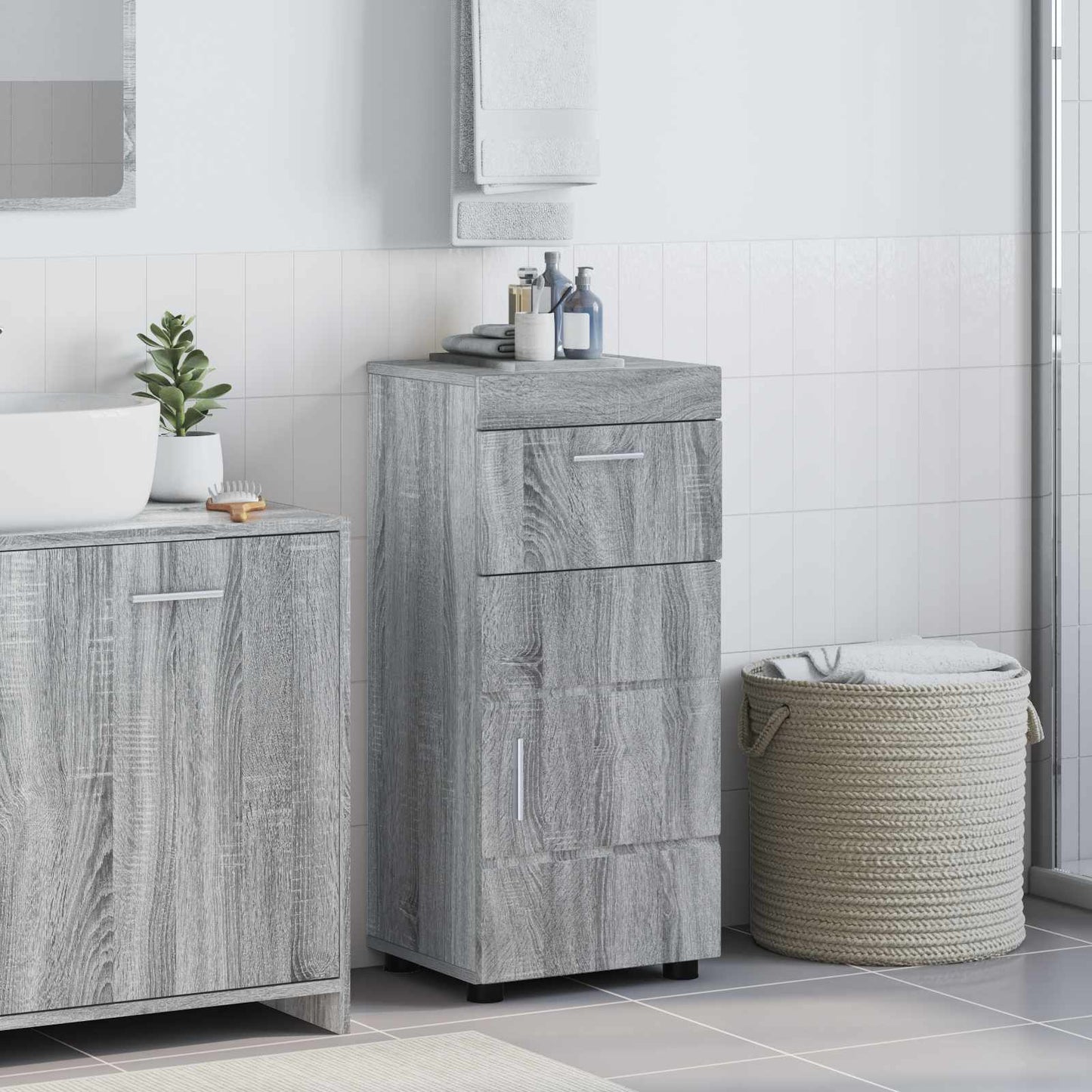 vidaXL Bathroom Cabinet Set TULUM Grey Sonoma 37 x 31.5 x 82 cm 1
