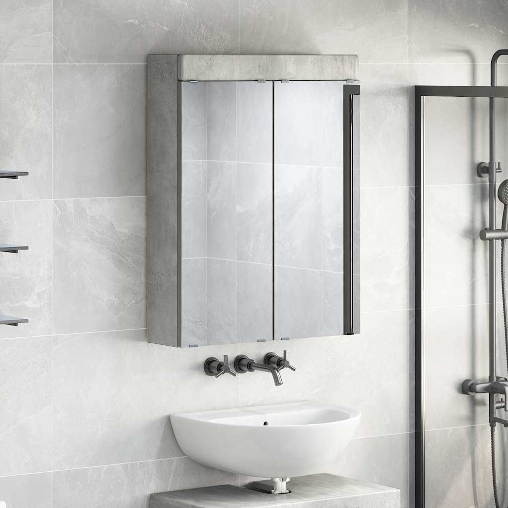 vidaXL Bathroom Mirror Cabinet TULUM Concrete Grey 60 x 16.5 x 78 cm 4