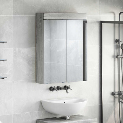 vidaXL Bathroom Mirror Cabinet TULUM Grey Sonoma 60 x 16.5 x 78 cm 4