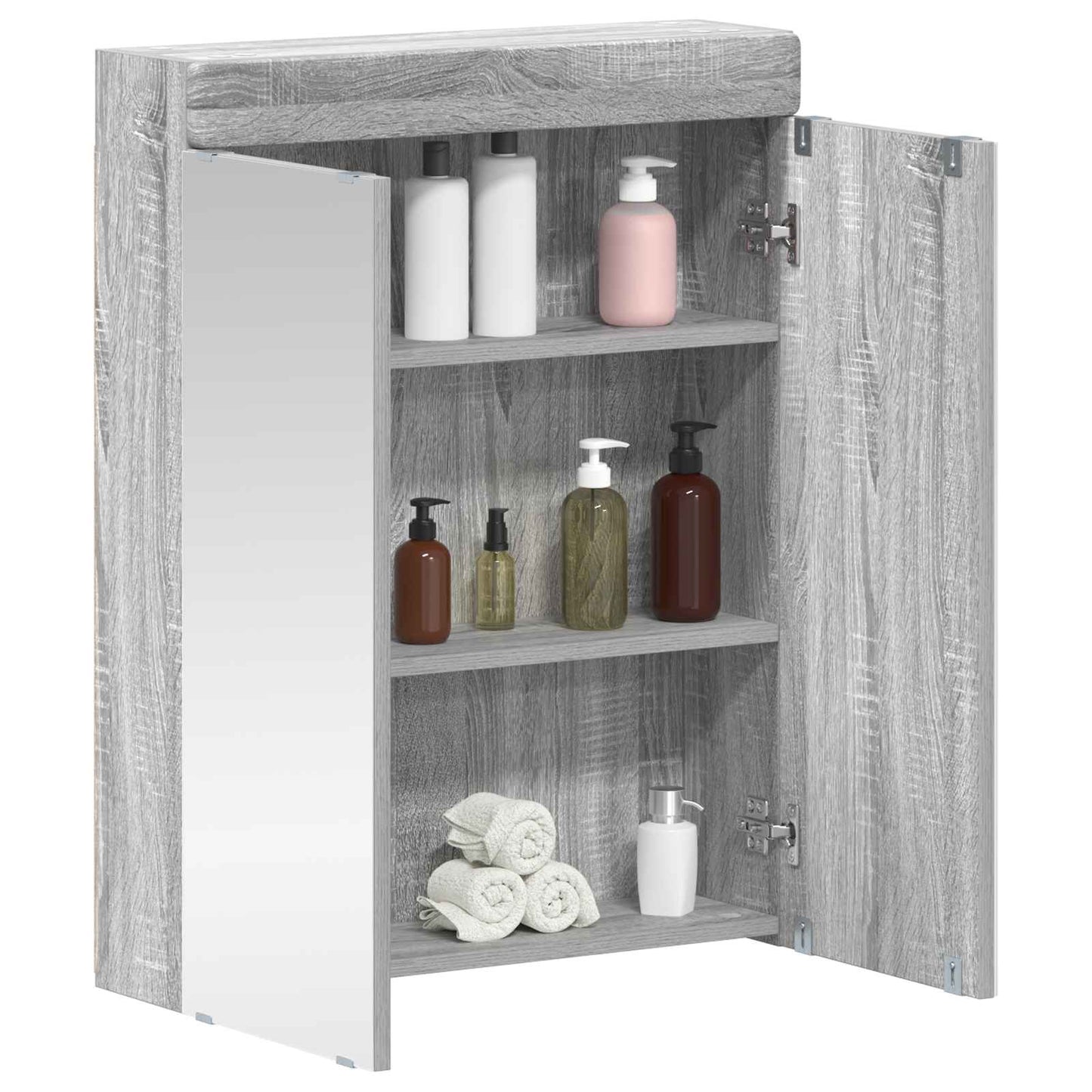 vidaXL Bathroom Mirror Cabinet TULUM Grey Sonoma 60 x 16.5 x 78 cm 3
