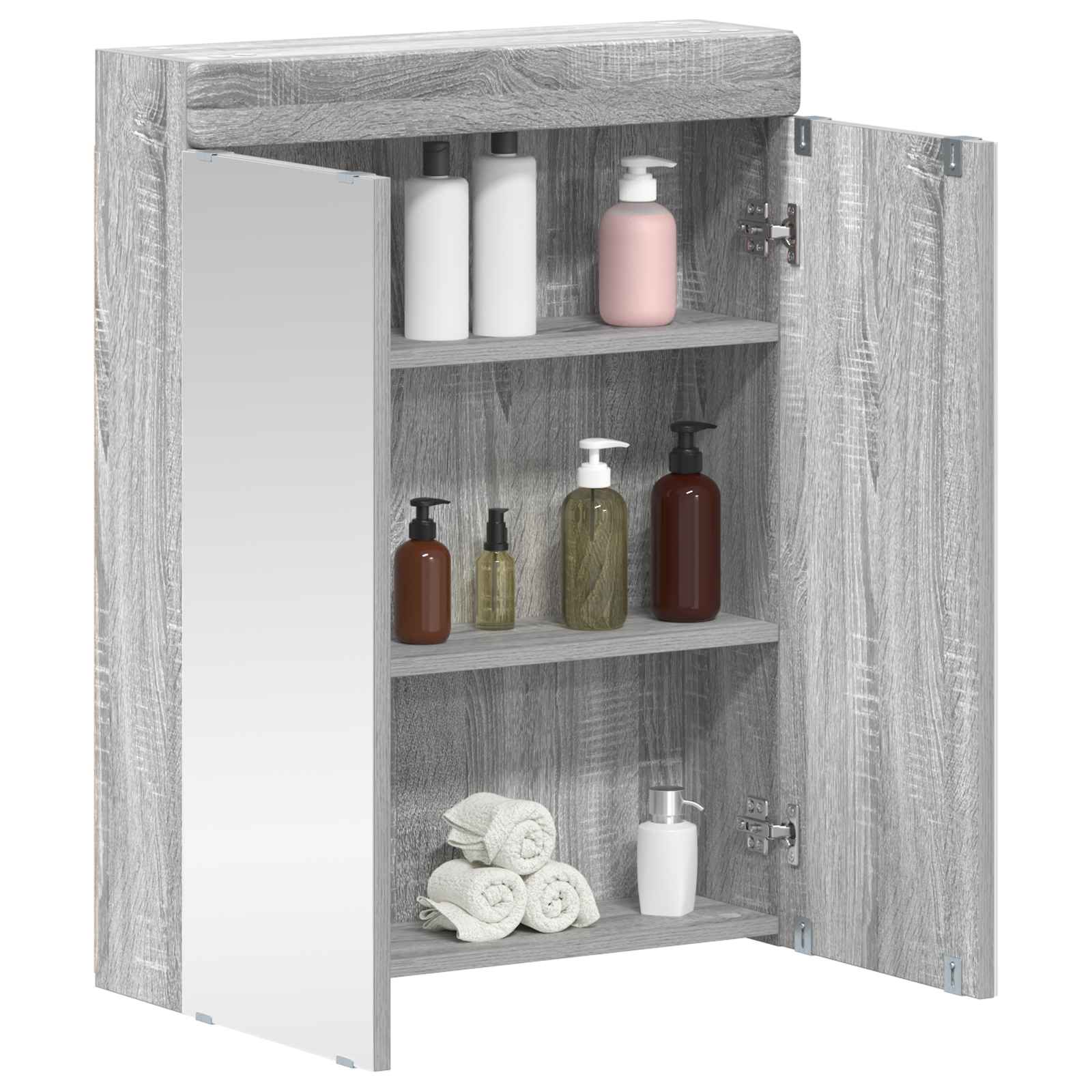 vidaXL Bathroom Mirror Cabinet TULUM Grey Sonoma 60 x 16.5 x 78 cm 3