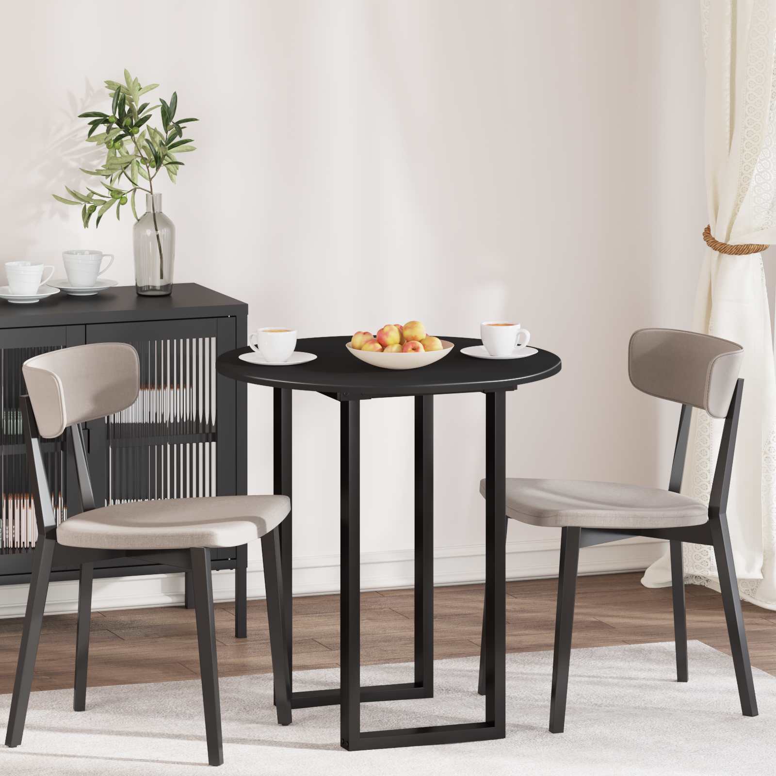 vidaXL Table Top Ø 70 x 1.5 cm Round Engineered Wood Black 1