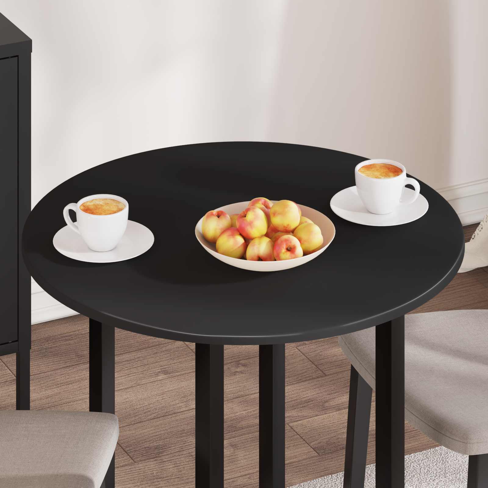 vidaXL Table Top Ø 70 x 1.5 cm Round Engineered Wood Black 4