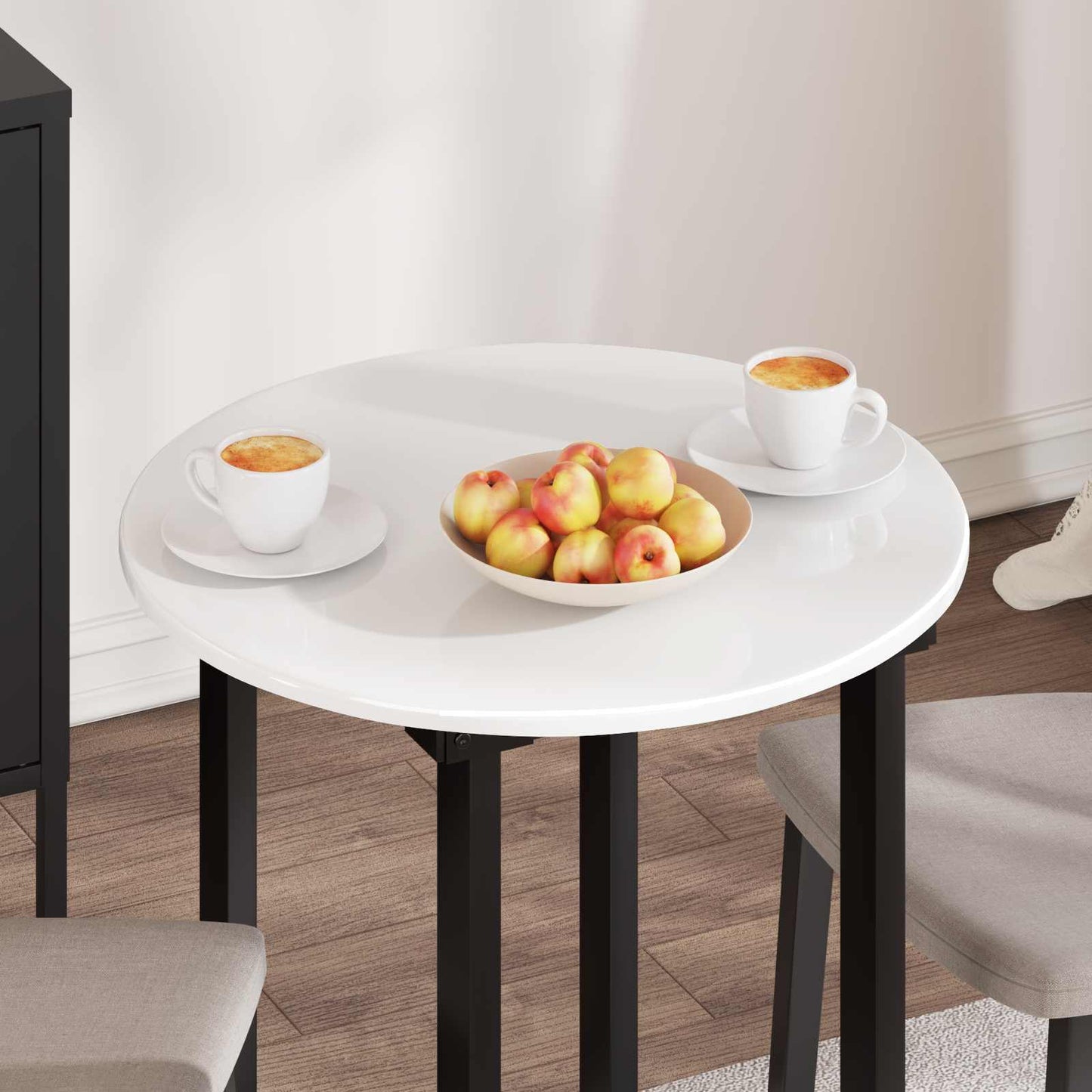 vidaXL Table Top Ø 70 x 1.5 cm Round Engineered Wood High Gloss White 4