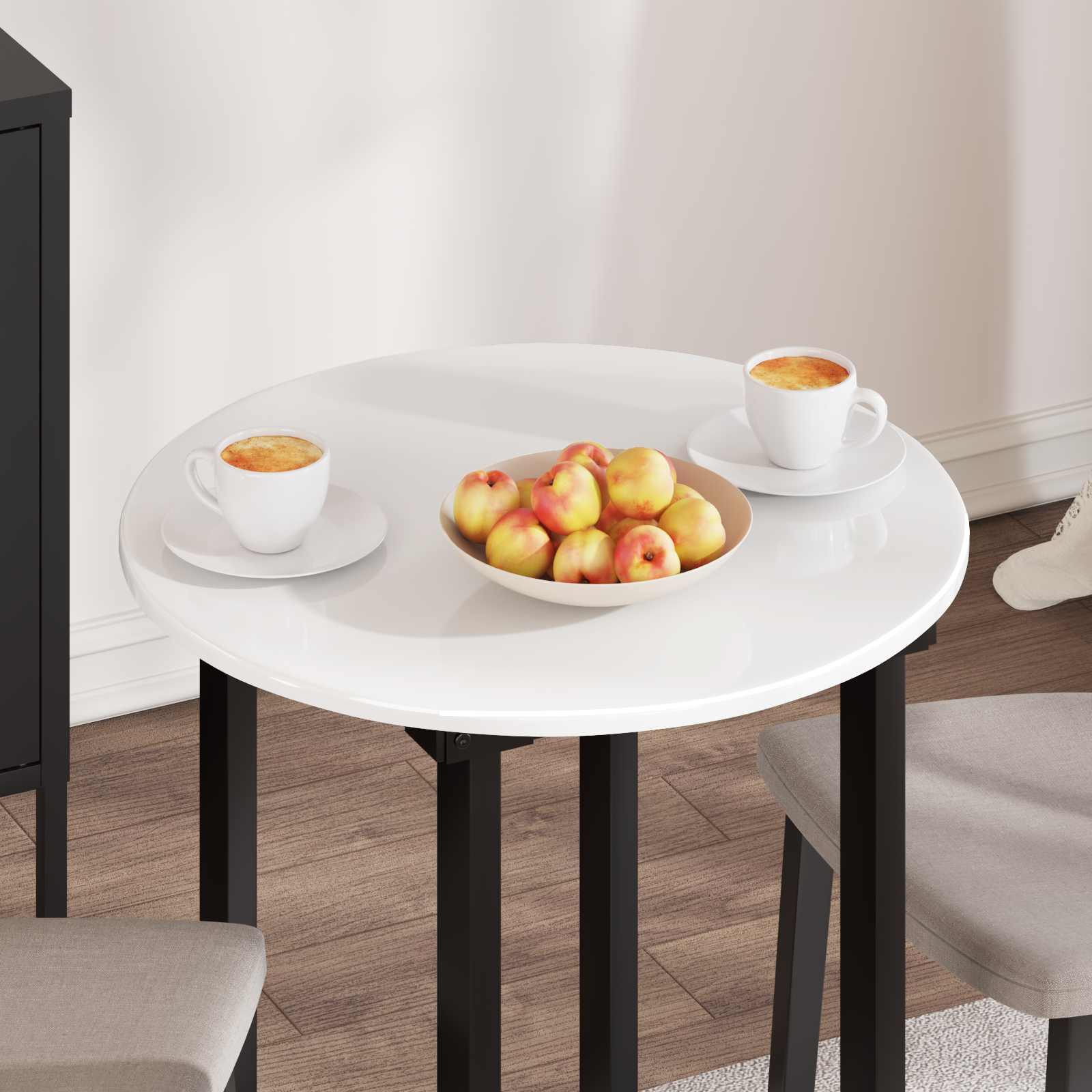 vidaXL Table Top Ø 70 x 1.5 cm Round Engineered Wood High Gloss White 4