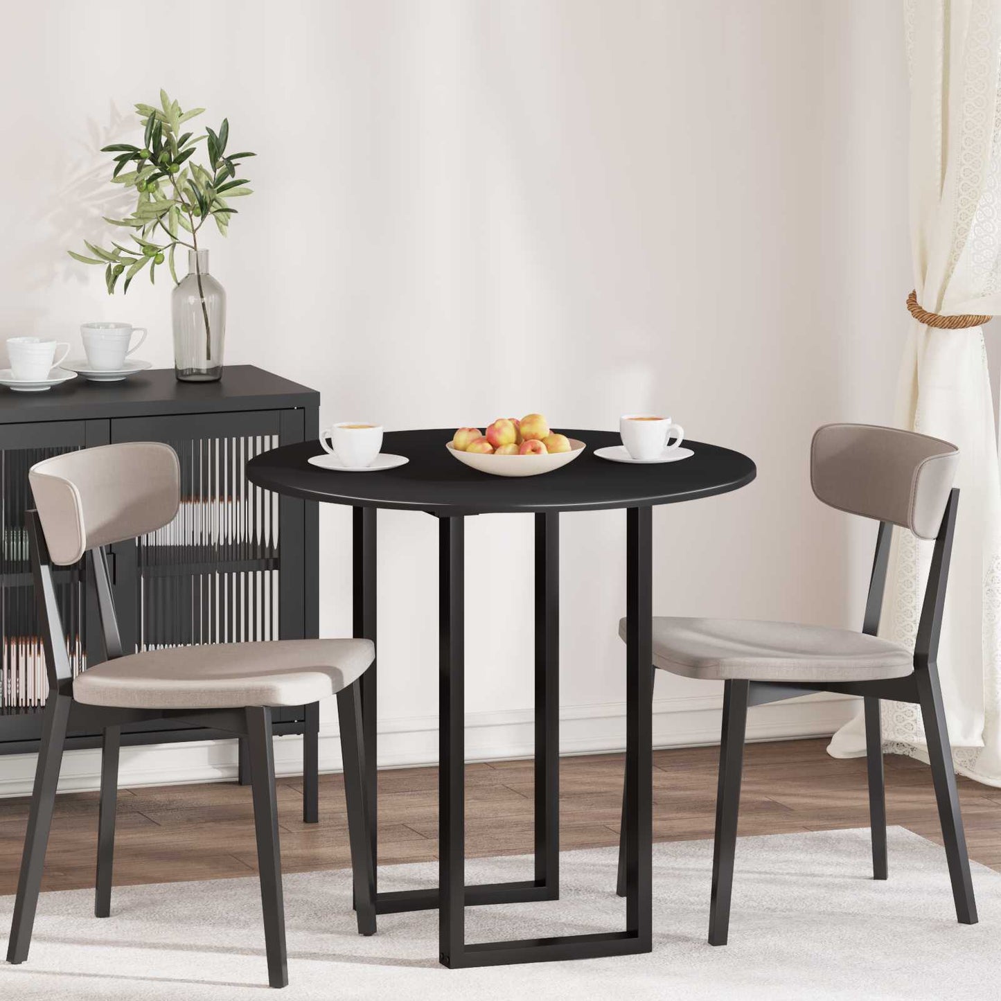 vidaXL Table Top Ø 80 x 1.5 cm Round Engineered Wood Black 1