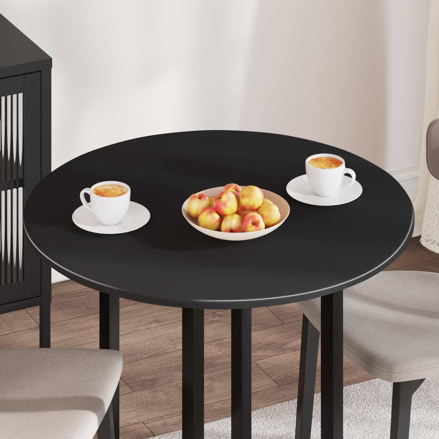 vidaXL Table Top Ø 80 x 1.5 cm Round Engineered Wood Black 4