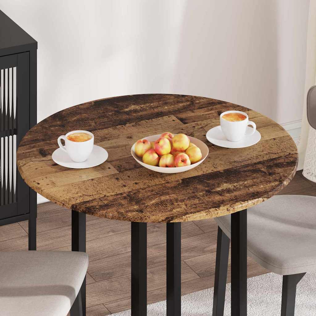 vidaXL Table Top Ø 80 x 1.5 cm Round Engineered Wood Old Wood 4