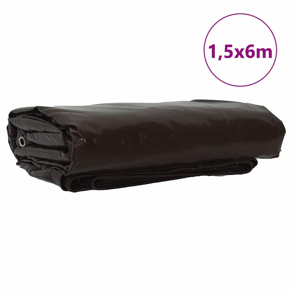 vidaXL Tarpaulin 650g / m² Brown 1.5 x 6 m Canvas with PVC Coating 2