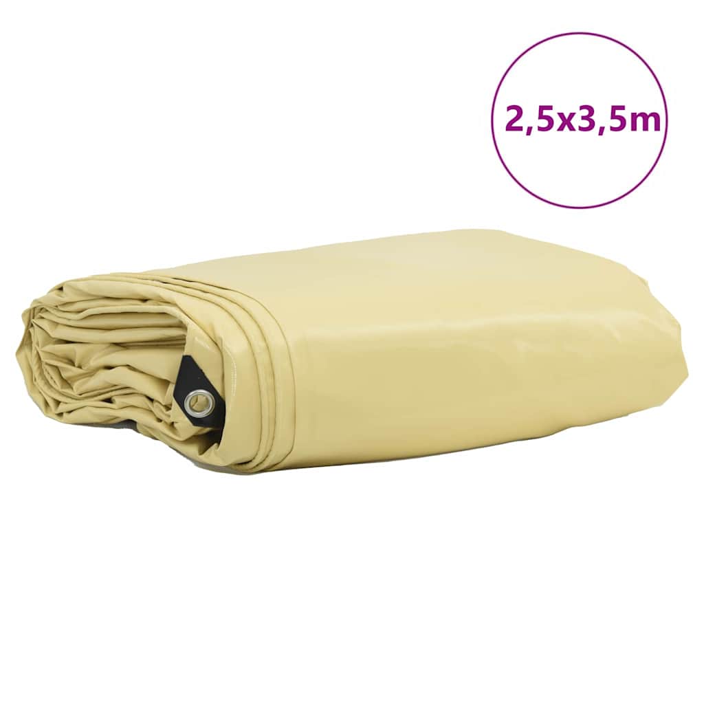 vidaXL Tarpaulin 650g / m² Beige 2.5 x 3.5 m Canvas with PVC Coating 2