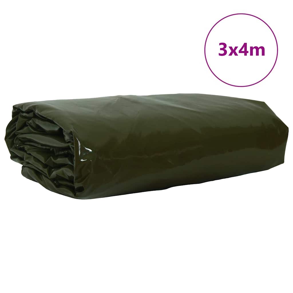 vidaXL Tarpaulin 650g / m² Olive Green 3 x 4 m Canvas with PVC Coating 2