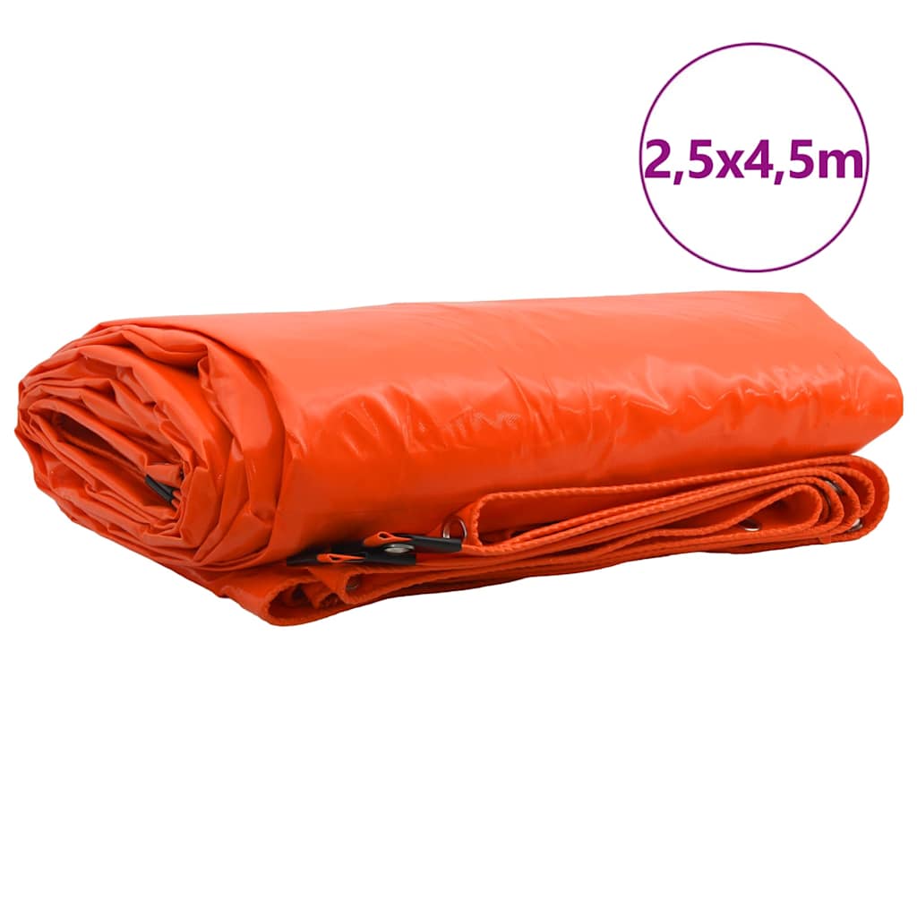 vidaXL Tarpaulin 650g / m² Orange 2.5 x 4.5 m Canvas with PVC Coating 2